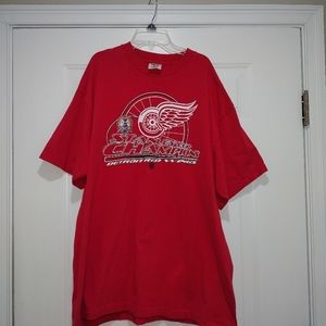 Vintage Detroit Red Red Wings 2002 NHL Stanley Cup Champions Red T-Shirt Sz 2XL